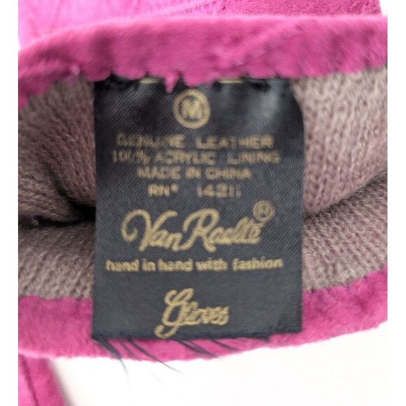 Van Raalte Magenta Vintage Leather Diamond Pattern Women's Gloves Size Small/Med - Picture 6 of 7